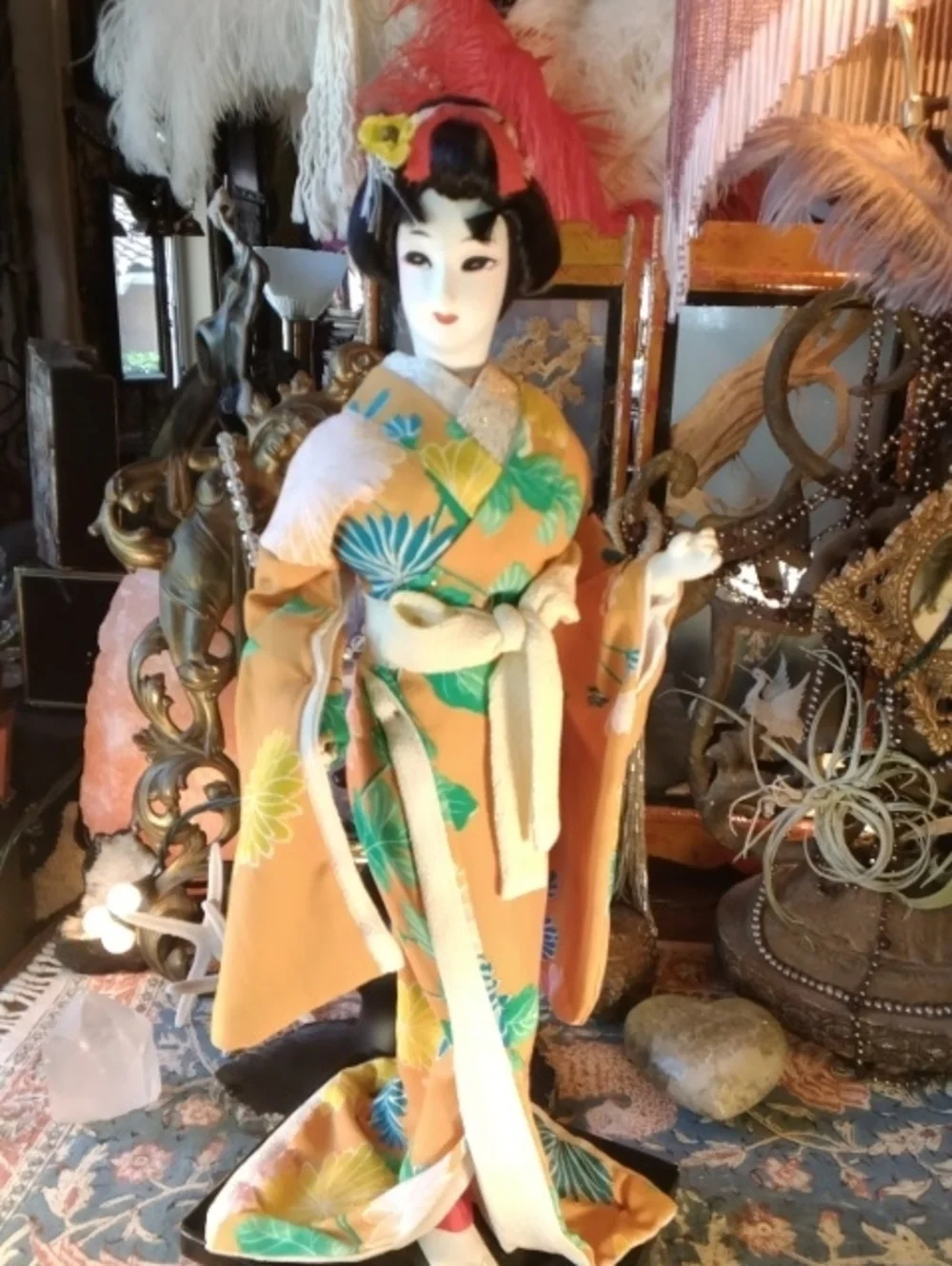 Vintage Bohemian Spirited Magical Geisha Doll Figurine Home Accent Stand